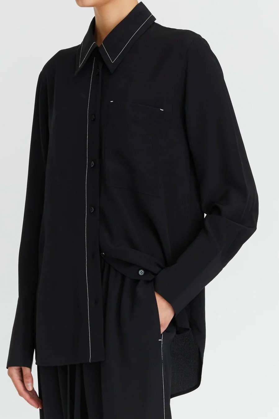 Tops And Shirts Lee Mathews | Cassini Silk Shirt In Black