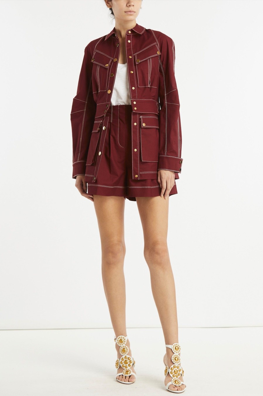 Coats And Jackets Veronica Beard | Keswick Jacket In Deep Brick Red