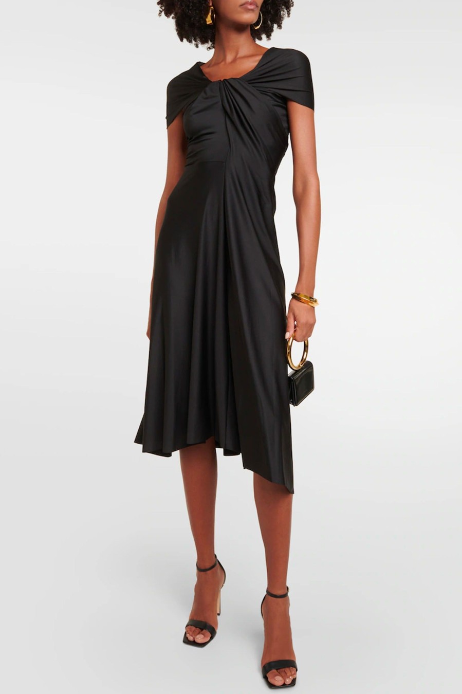 Dresses Victoria Beckham | Cap Sleeve Draped Dress In Black