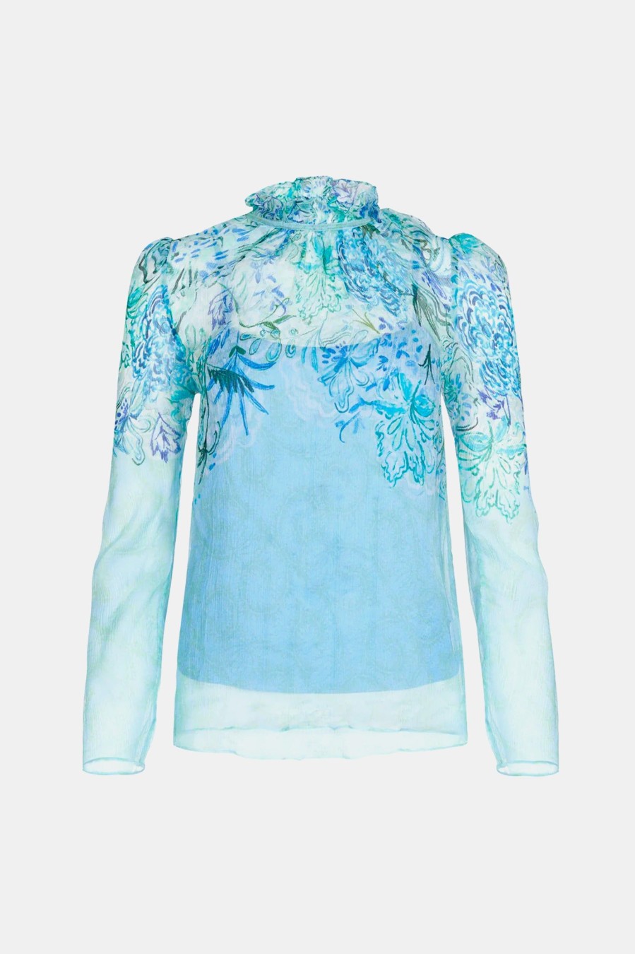 Tops And Shirts Saloni London | Mel-B Top In Orchard Bloom Blue