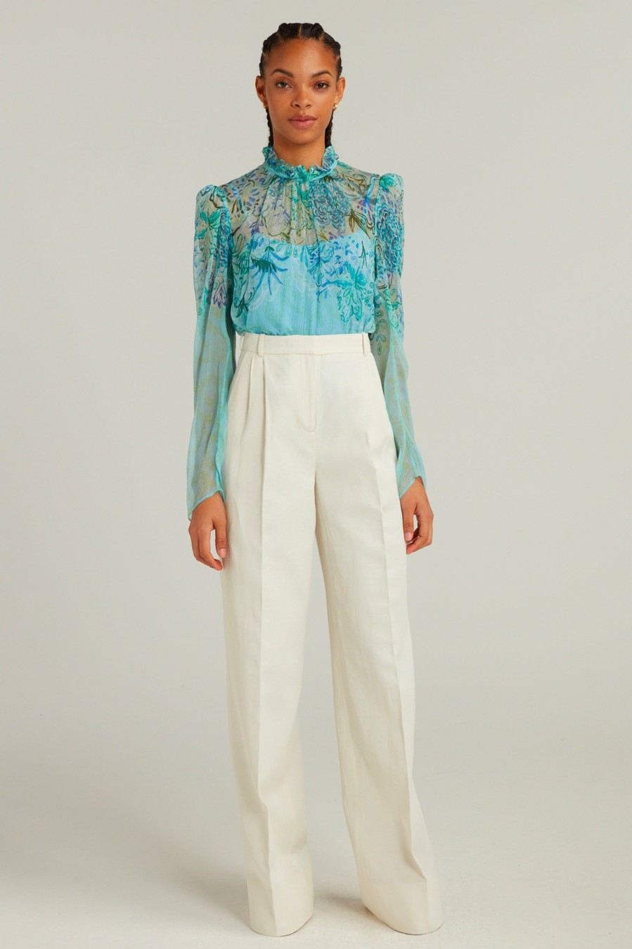 Tops And Shirts Saloni London | Mel-B Top In Orchard Bloom Blue