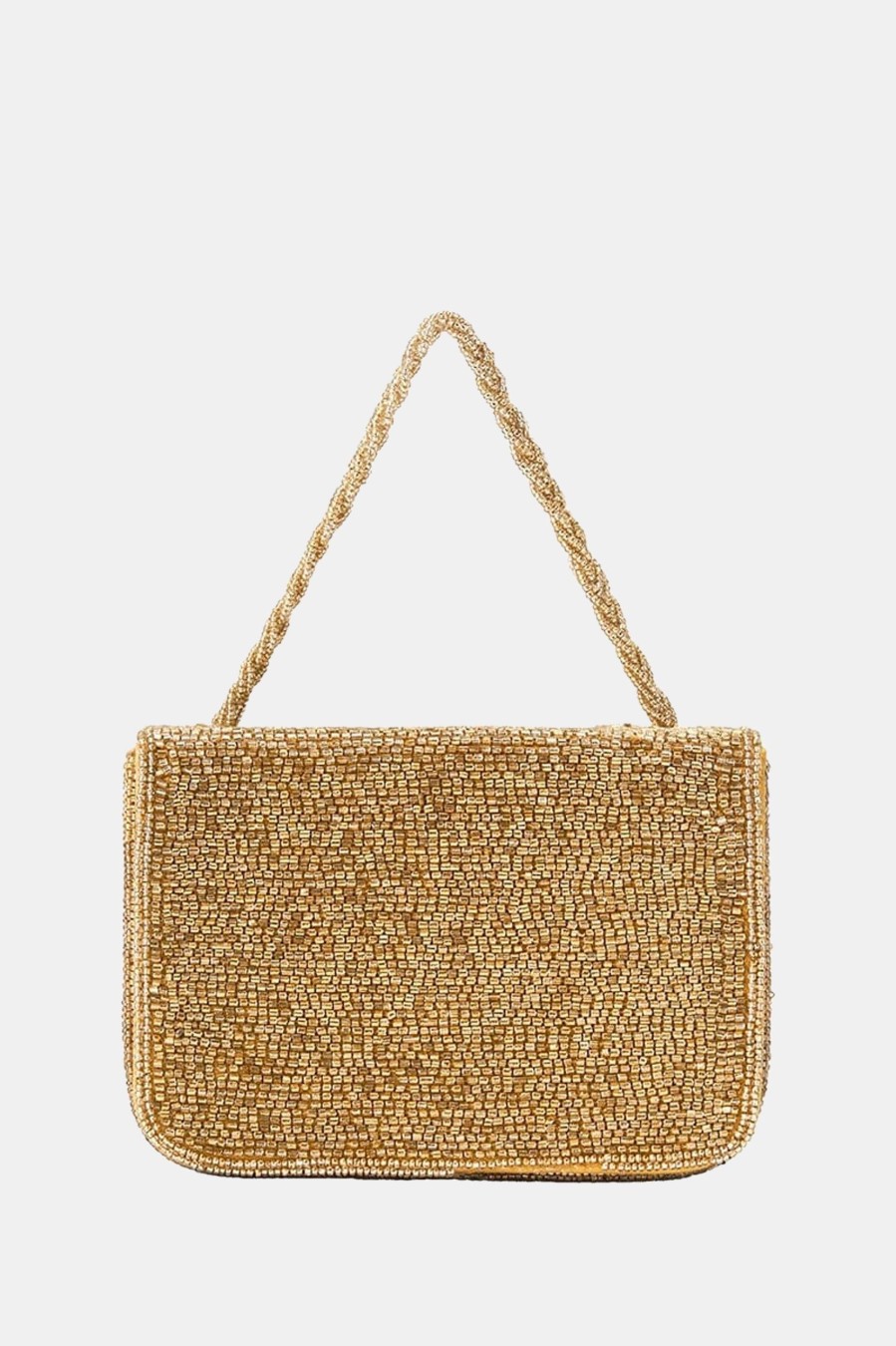 Accessories STAUD | Carmen Beaded Box Bag In Gold Metallic