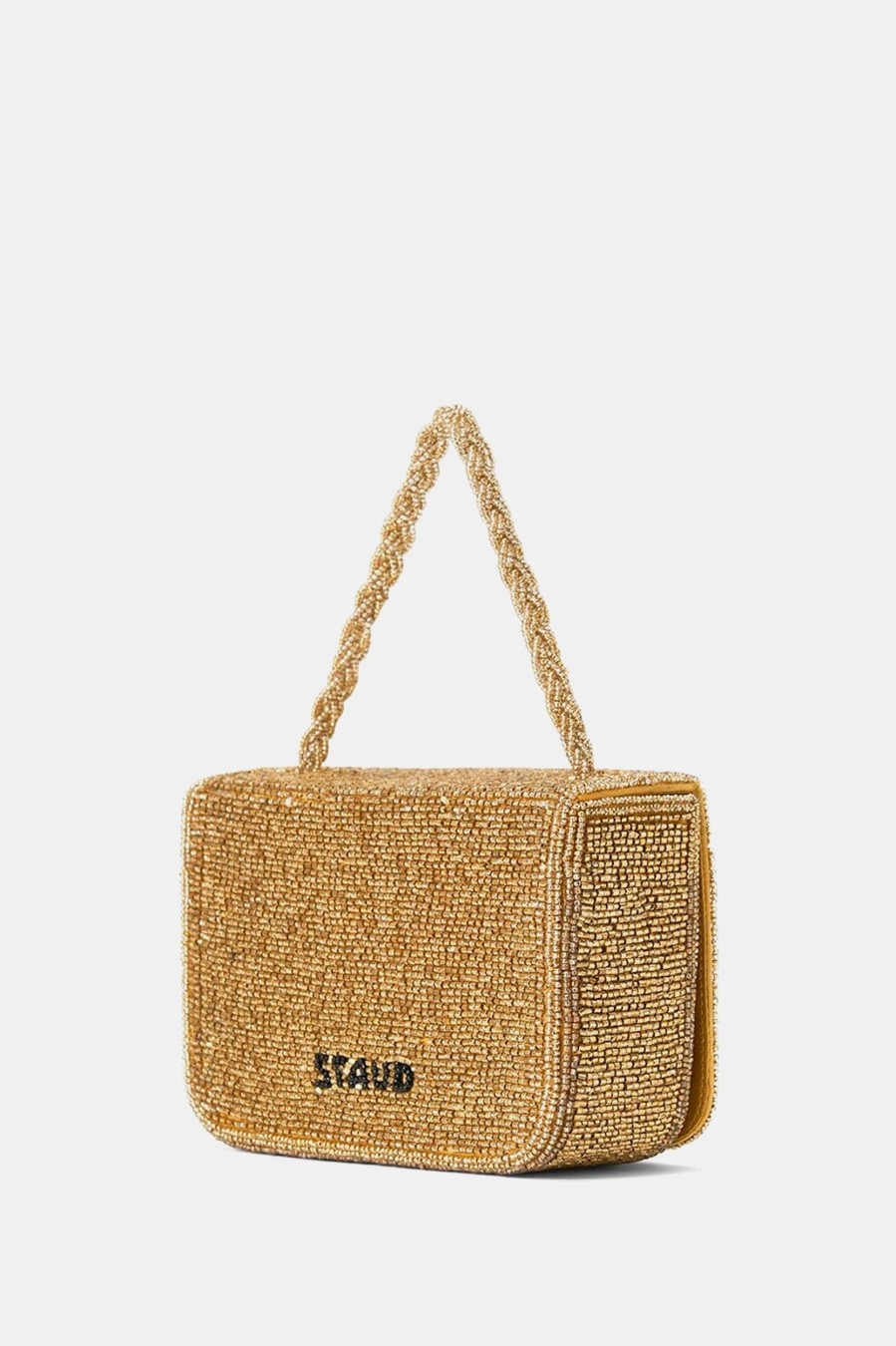 Accessories STAUD | Carmen Beaded Box Bag In Gold Metallic