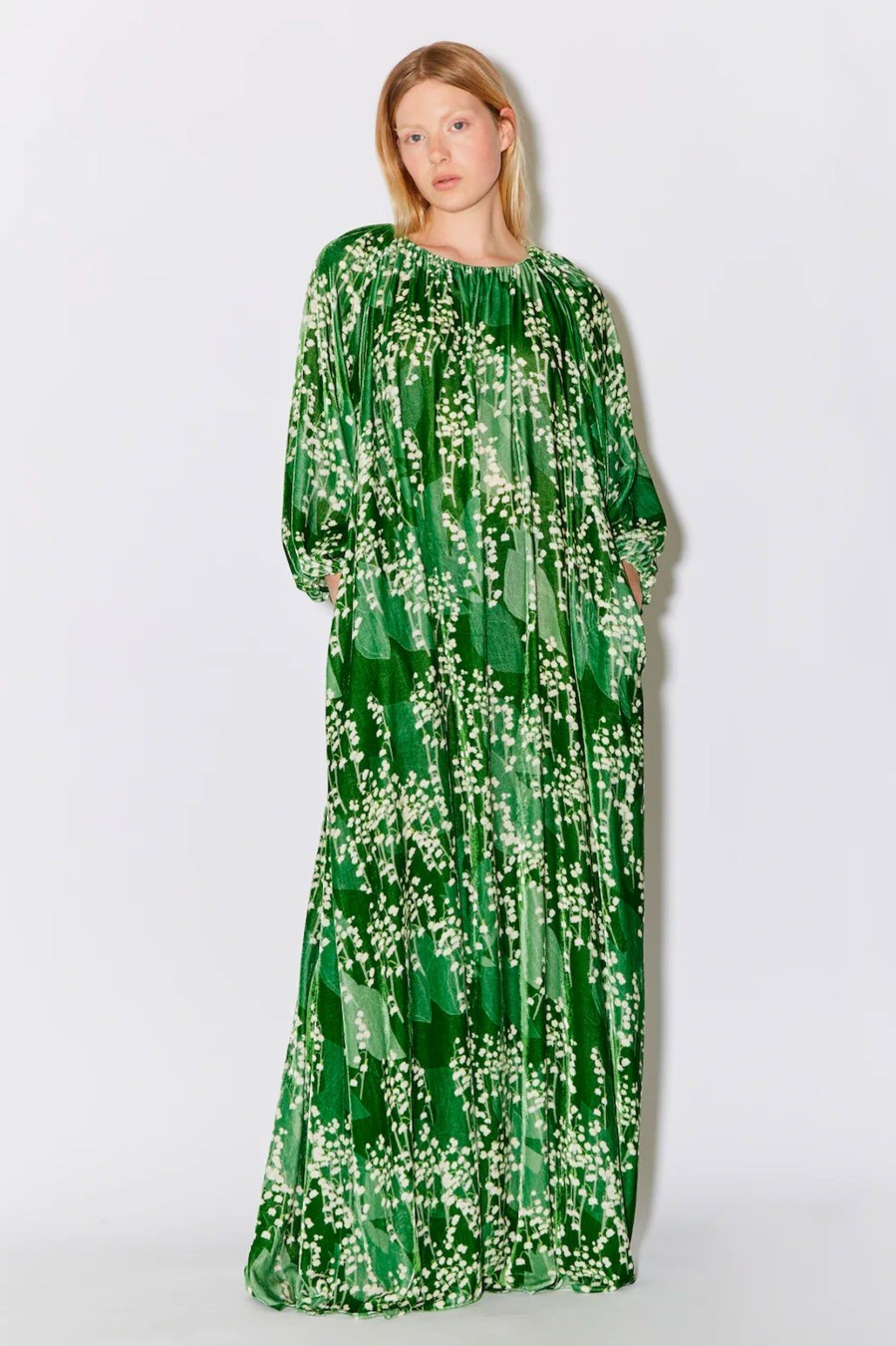 Dresses BERNADETTE | Georgina Lily Valley Leaves Dress Green