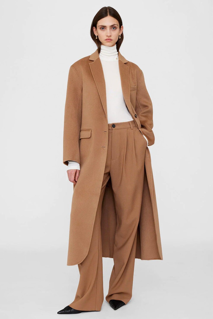 Coats And Jackets Anine Bing | Quinn Coat In Camel Cashmere Blend Neutrals