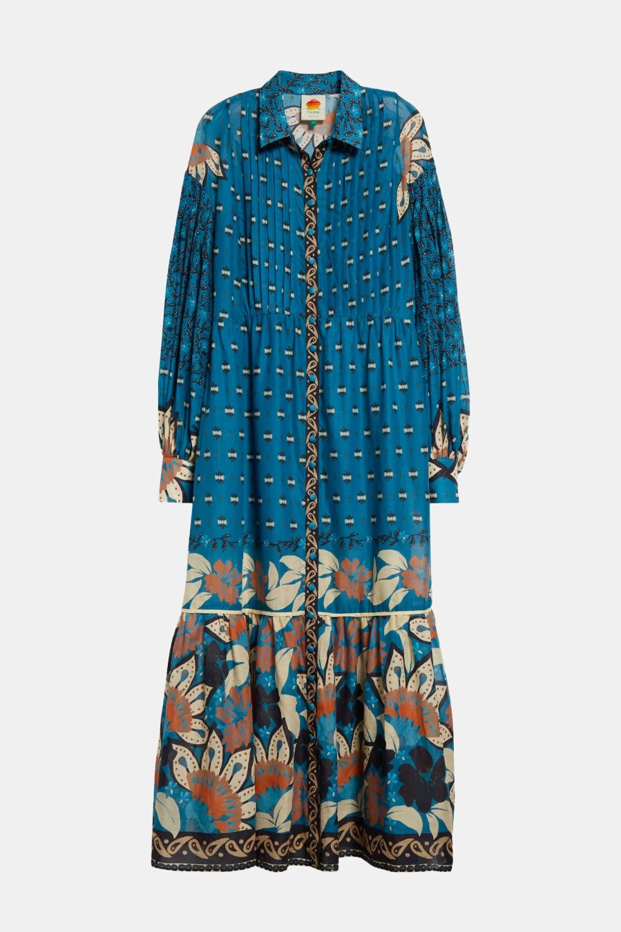 Dresses FARM Rio | Chill Maxi Shirtdress In Blue Ainika Multi