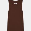 Tops And Shirts Rebe | Ribbed Tank Top In Carob Brown