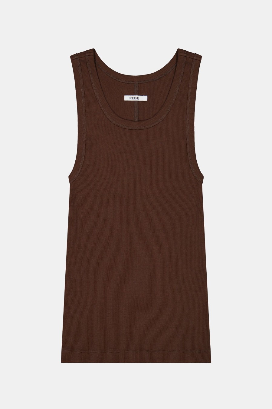 Tops And Shirts Rebe | Ribbed Tank Top In Carob Brown