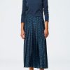 Skirts Tibi | Sporty Nylon Cheetah Pleated Skirt In Navy Fog Multi