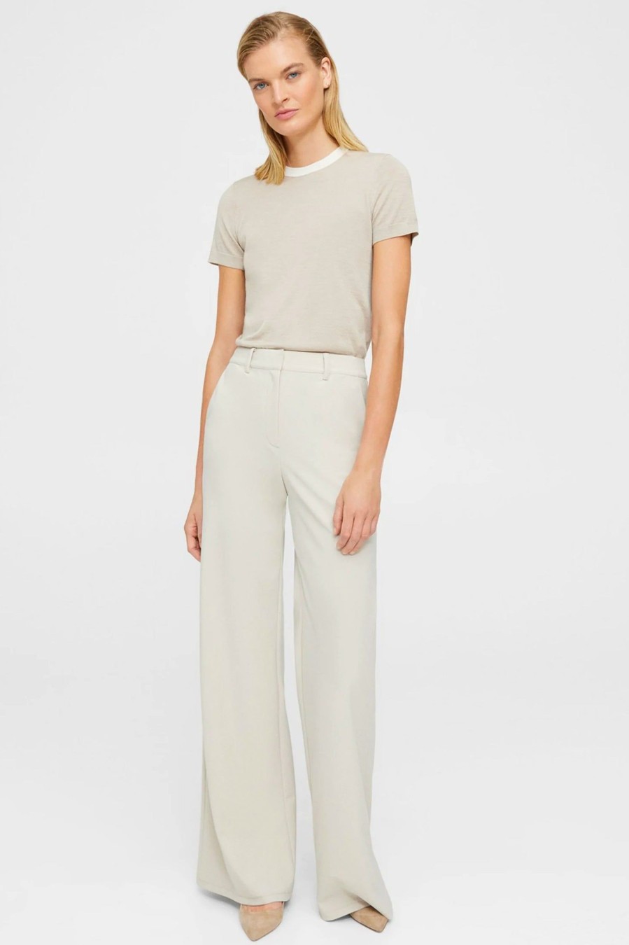 Trousers Theory | Wide Leg Pant In Precision Ponte Neutrals