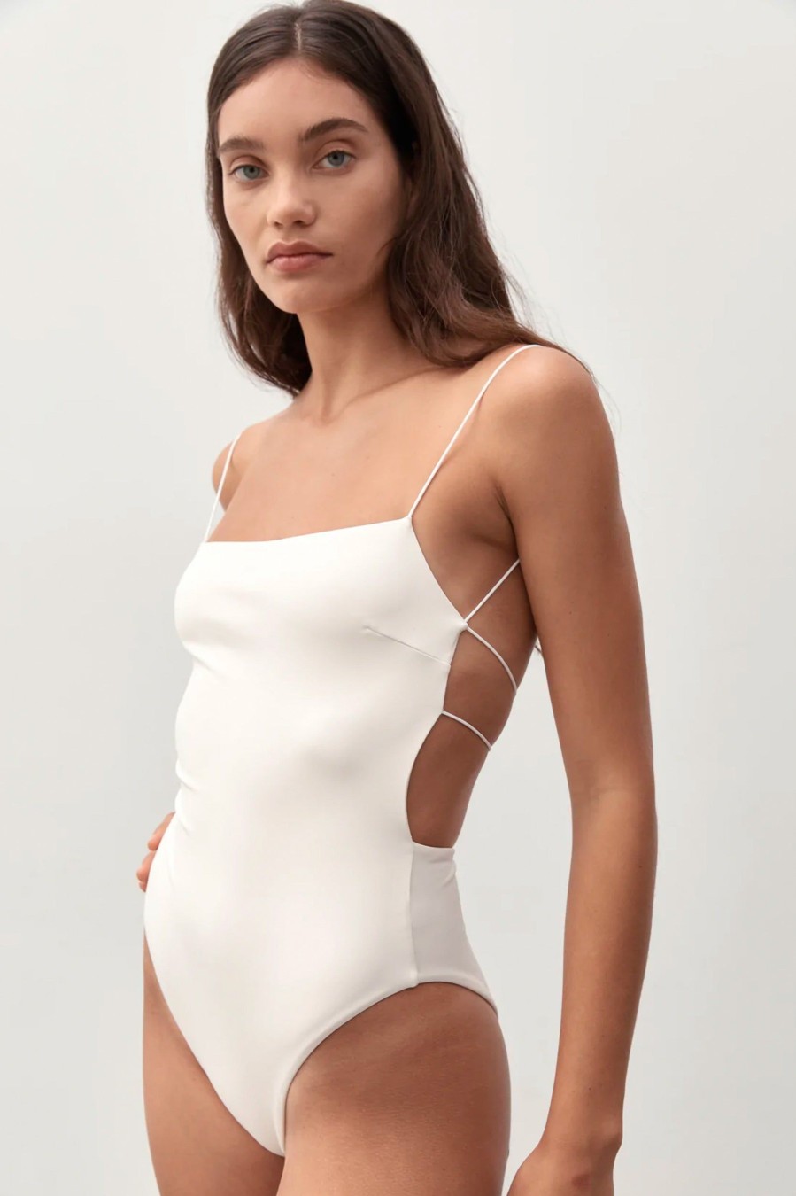 Swimwear Ziah | Fine Strap One Piece In Ecru Neutrals