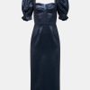 Dresses Saloni London | Rachel D Dress In Metallic Midnight Blue