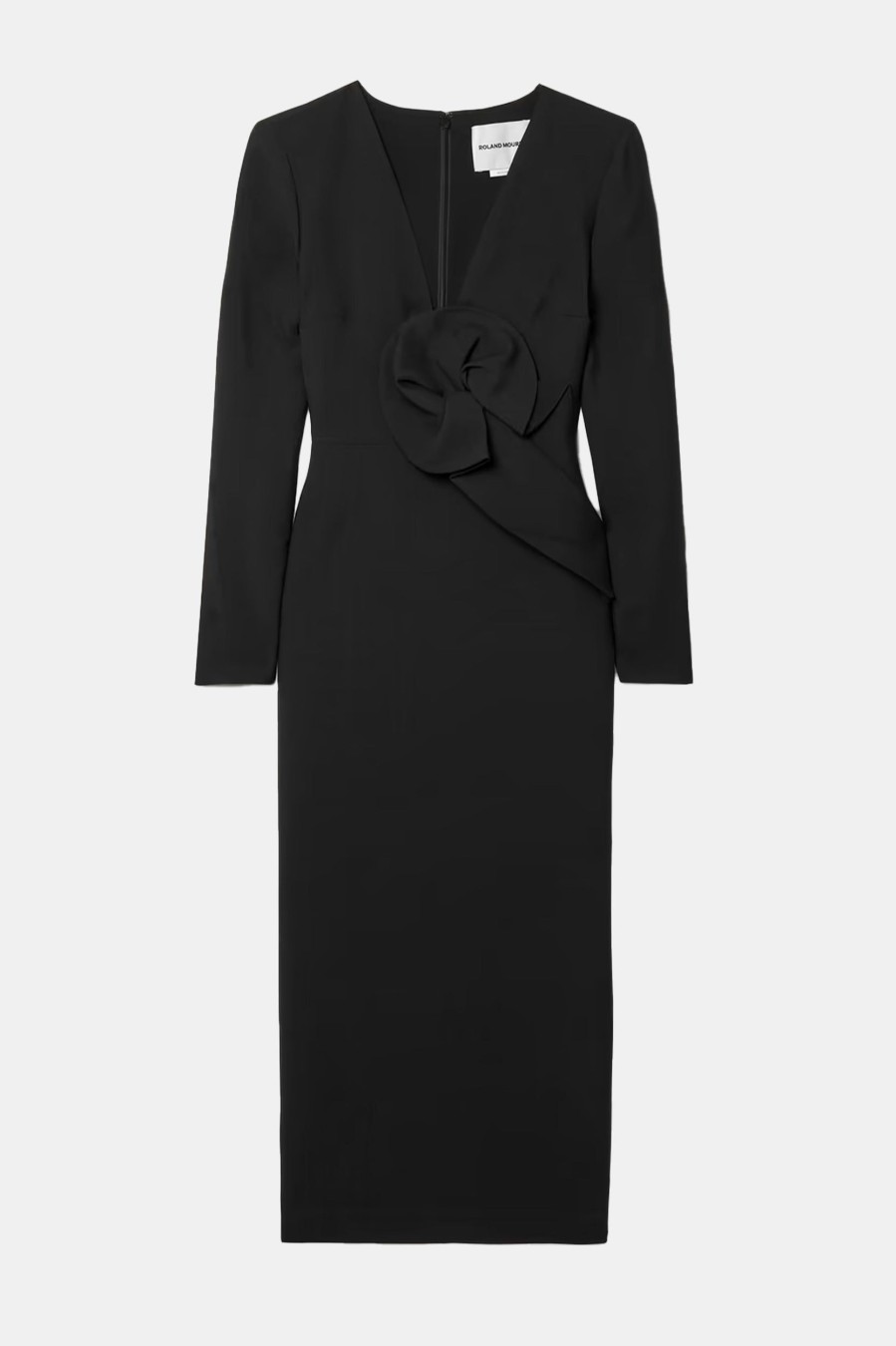 Dresses Roland Mouret | Long Sleeve Wool Silk Midi Dress In Black