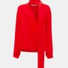 Tops And Shirts Victoria Beckham | Scarf Neck Silk Blouse In Red