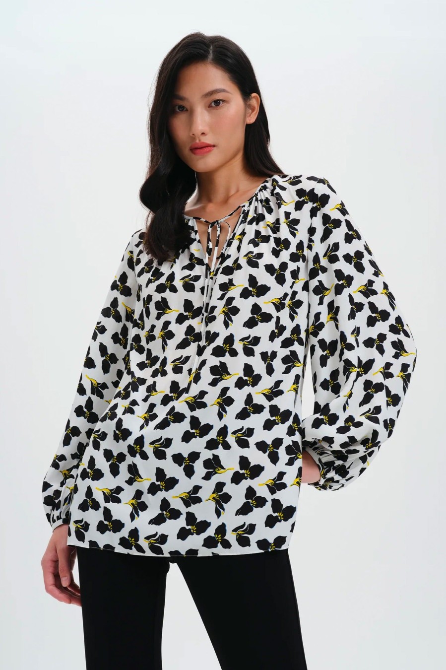 Tops And Shirts Diane Von Furstenberg | Freddie Blouse In Graphic Flower Multi