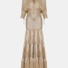 Dresses Andres Otalora | La Dora Maxi Dress In Gold Metallic