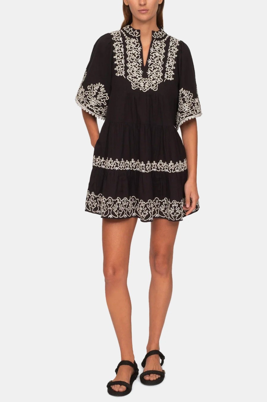 Dresses Sea New York | Cordera Embroidered Tunic Dress Black