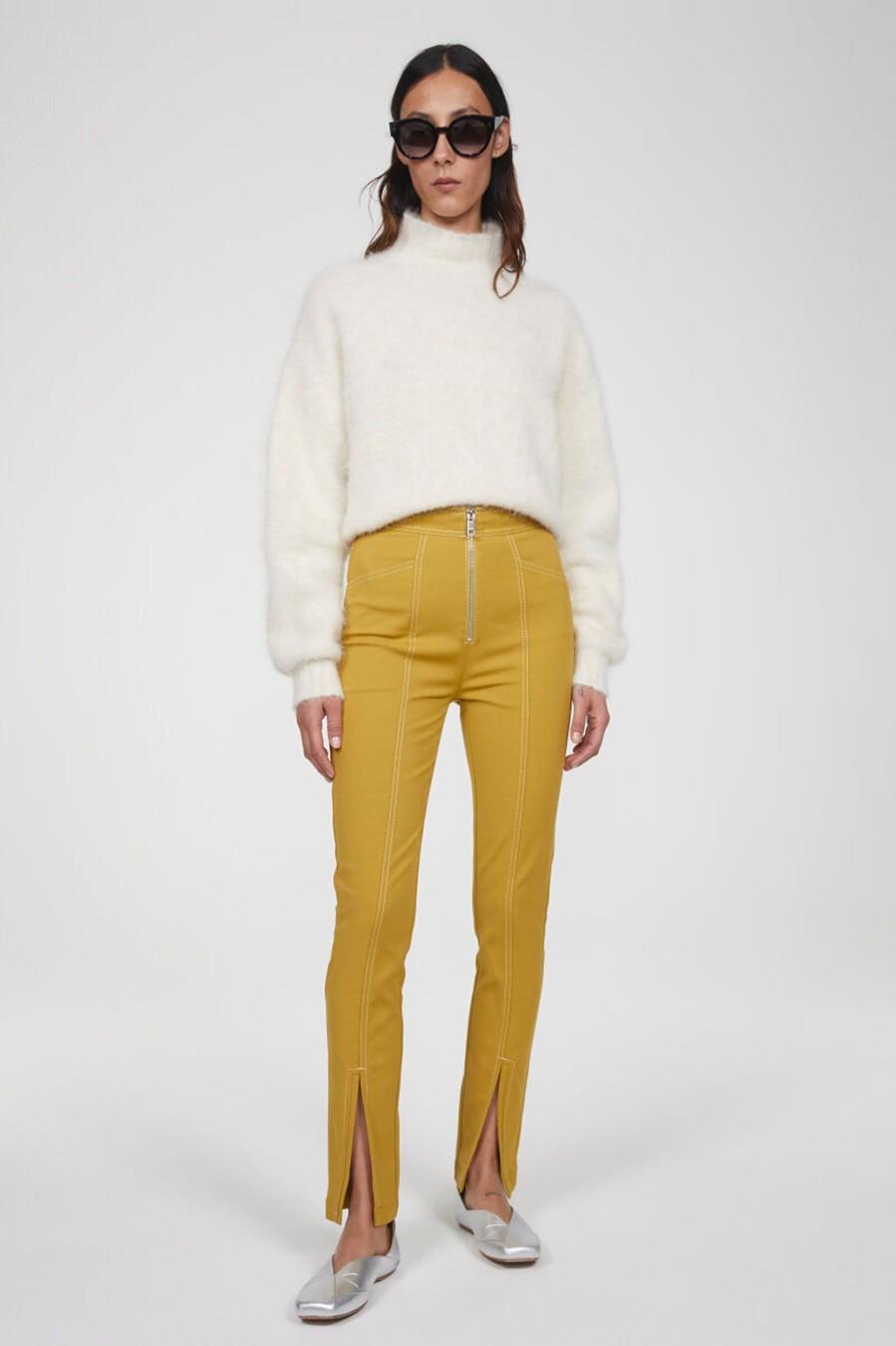 Trousers Rodebjer | Yvonne Fitted Pants In Mustard Yellow