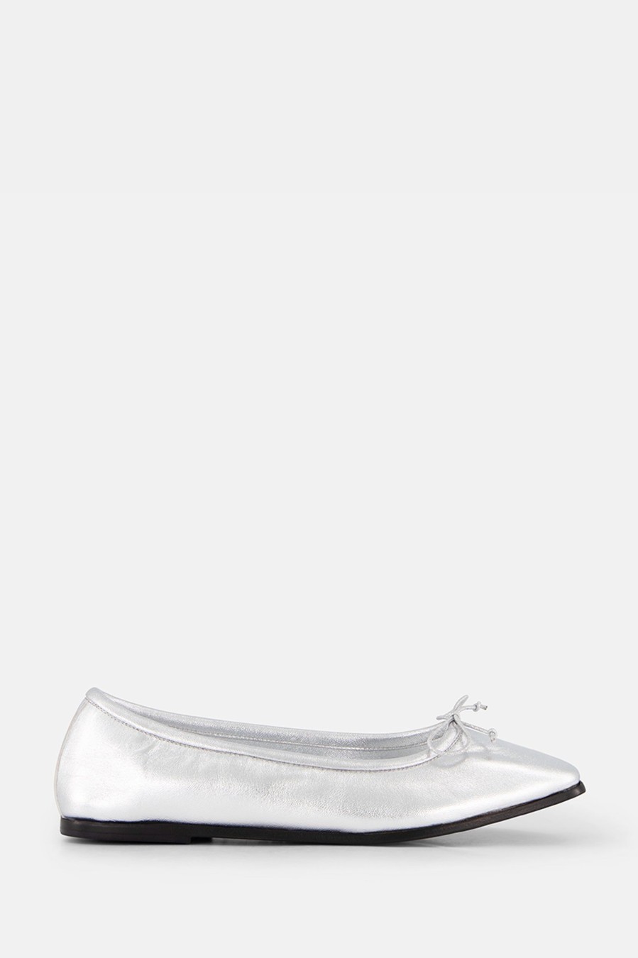 Shoes Rebe | Leather Ballet Flat In Silver Metallic