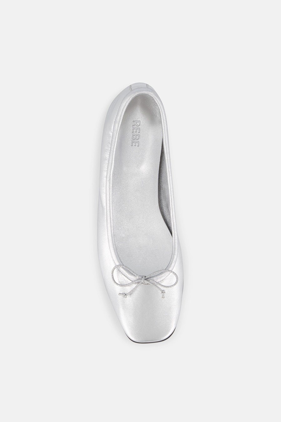 Shoes Rebe | Leather Ballet Flat In Silver Metallic