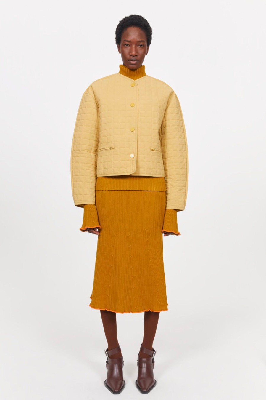 Coats And Jackets Rodebjer | Hera Quilted Jacket In Golden Hay Neutrals