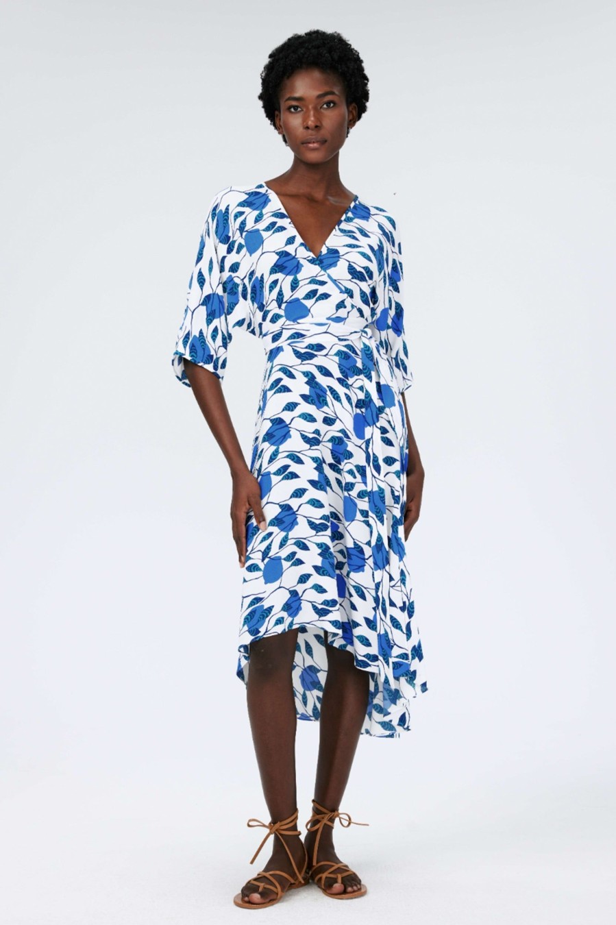 Dresses Diane Von Furstenberg | Eloise Midi Dress In Lantern Leaves Blue