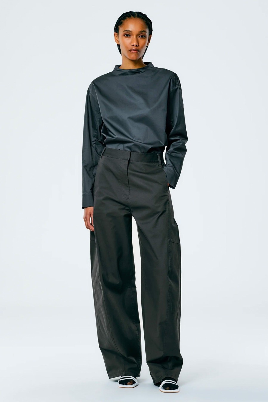 Trousers Tibi | Chino Sid Pant In Petite Grey