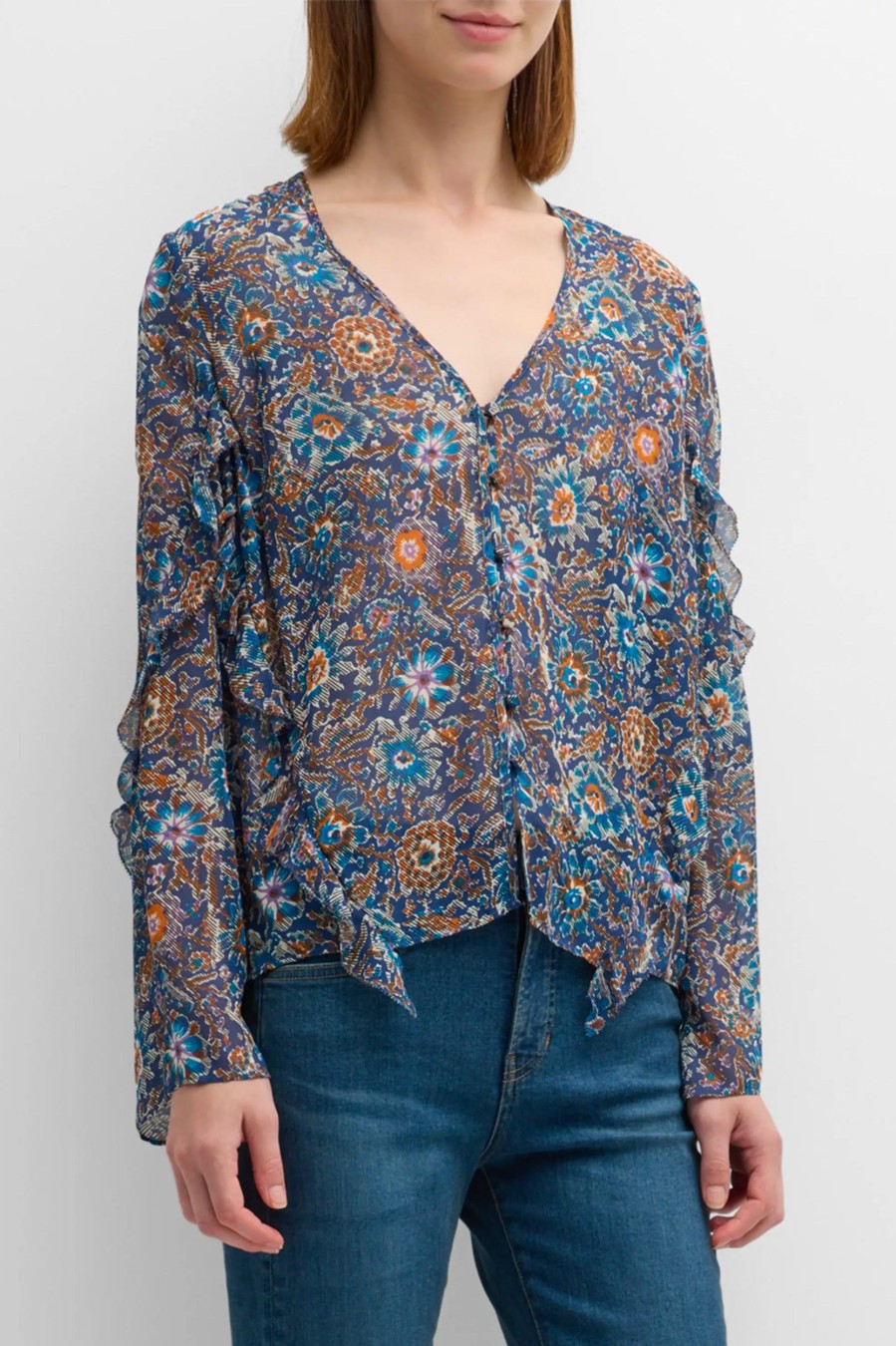 Tops And Shirts Veronica Beard | Blanchett Top In Floral Multi