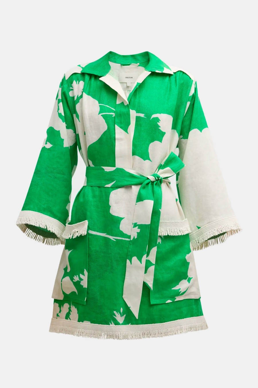 Dresses OROTON | Shadow Floral Tunic Dress In Jewel Green