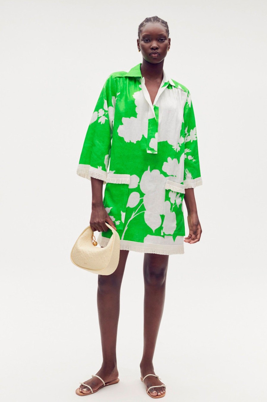 Dresses OROTON | Shadow Floral Tunic Dress In Jewel Green