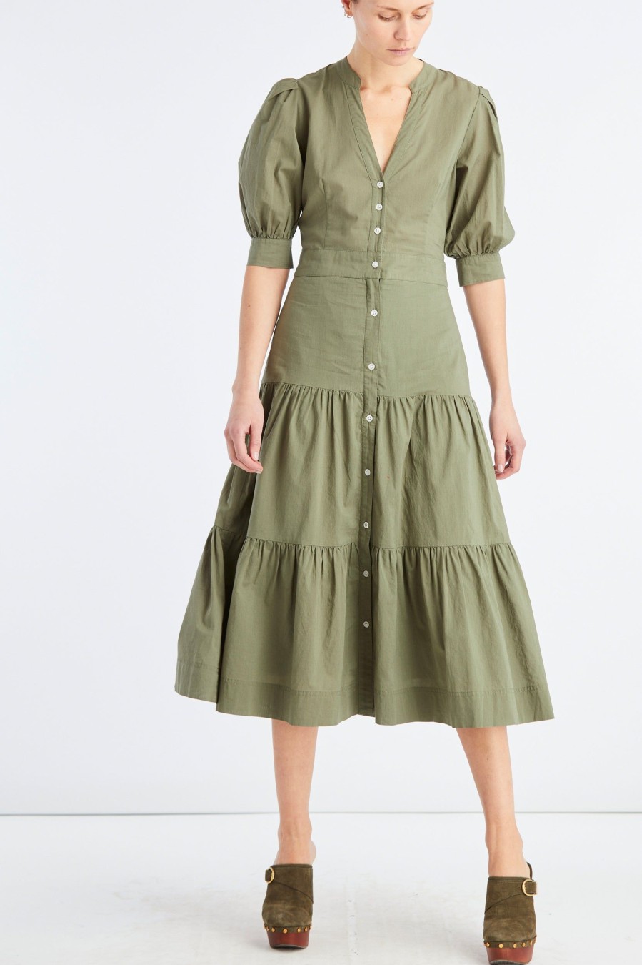 Dresses Veronica Beard | Houghton Dress In Bright Army Green