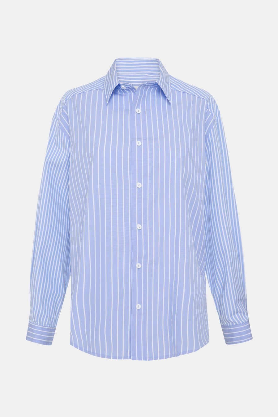 Tops And Shirts Matteau | Contrast Stripe Shirt In Sky Blue