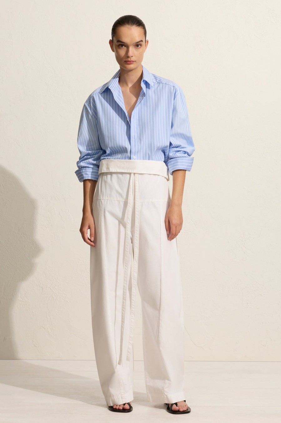 Tops And Shirts Matteau | Contrast Stripe Shirt In Sky Blue