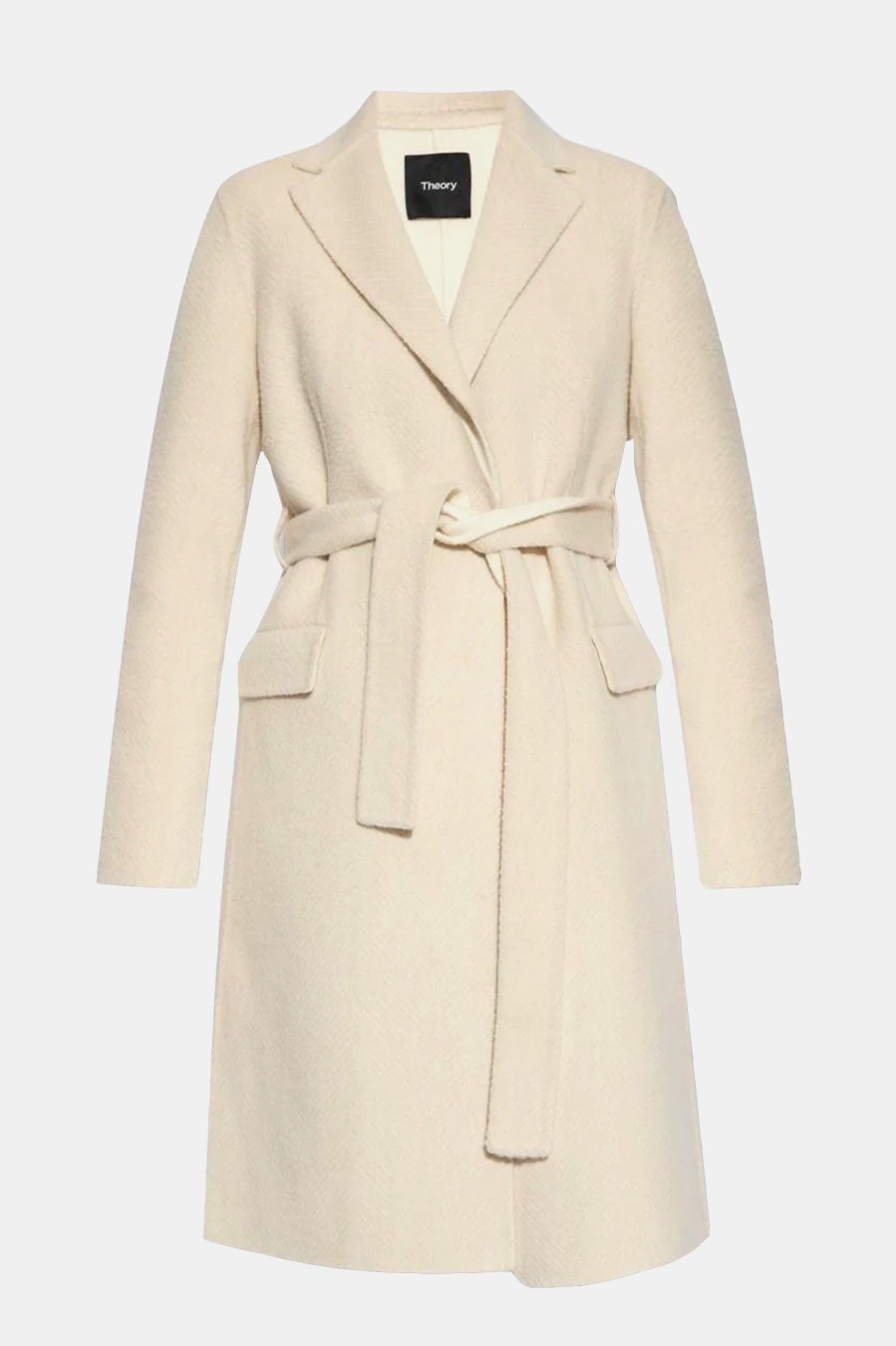 Coats And Jackets Theory | Chevron Wool Coat In Cream Neutrals