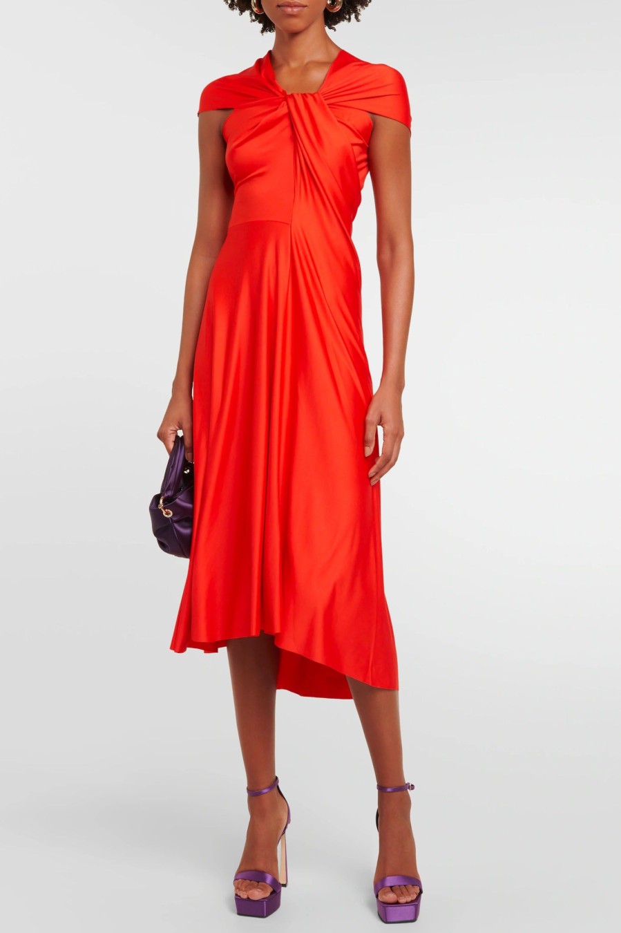 Dresses Victoria Beckham | Cap Sleeve Draped Dress In Red