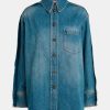 Tops And Shirts Victoria Beckham | Oversized Pleat Detail Shirt In Vintage Wash Denim