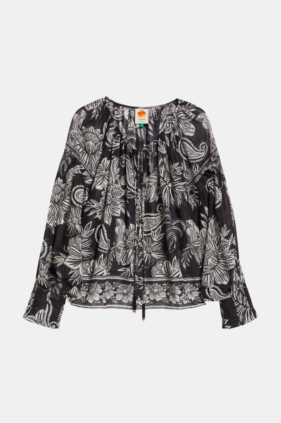 Tops And Shirts FARM Rio | Bloom Blouse In Black Paisley Multi