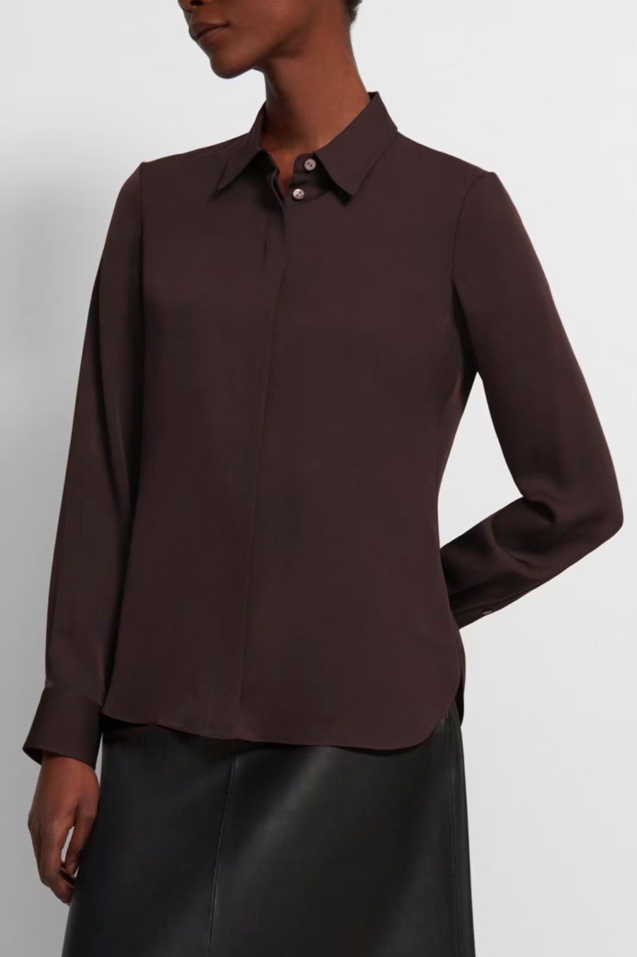 Tops And Shirts Theory | Classic Fitted Shirt In Mink Brown