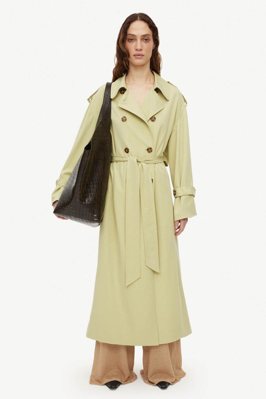 Coats And Jackets By Malene Birger | Alanis Trench Coat In Weeping Willow Green