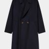 Coats And Jackets Lee Mathews | Florentine Cocoon Coat In Navy Blue