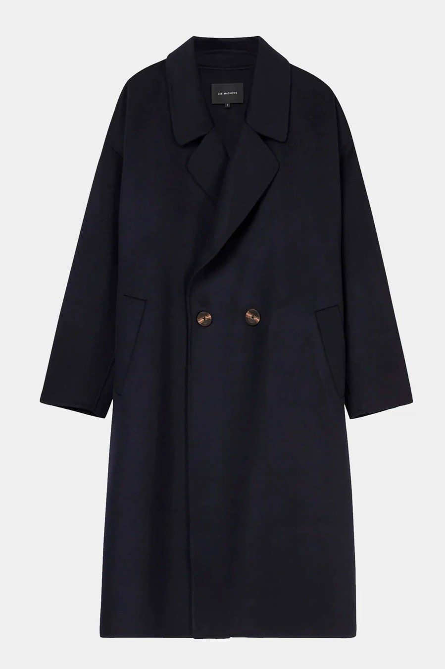 Coats And Jackets Lee Mathews | Florentine Cocoon Coat In Navy Blue