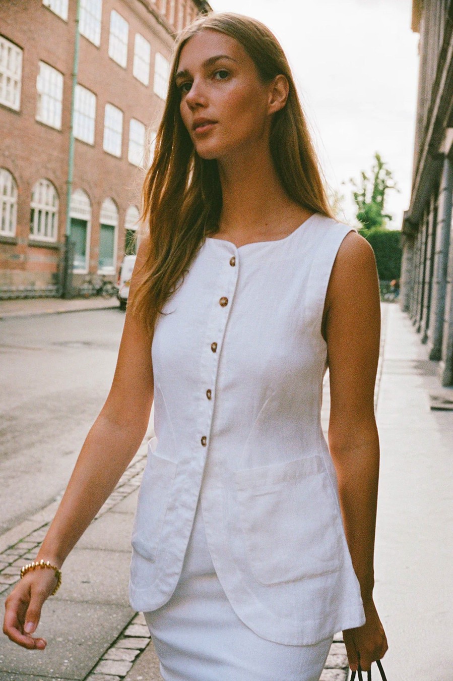 Tops And Shirts POSSE | Emma Vest In Ivory Neutrals